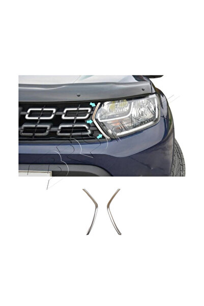 ServetDizaynOto Dacia Duster Uyumlu 2018-2024 Krom Ön Panjur Yanı 2 Parça Pas...