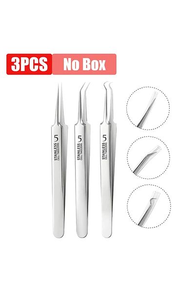 Choice 3pcs No Box 1/3/8pcs Stainless Steel Blackhead Removal Tool Set, Blackhead Clip, Tweezers, Beauty Fa