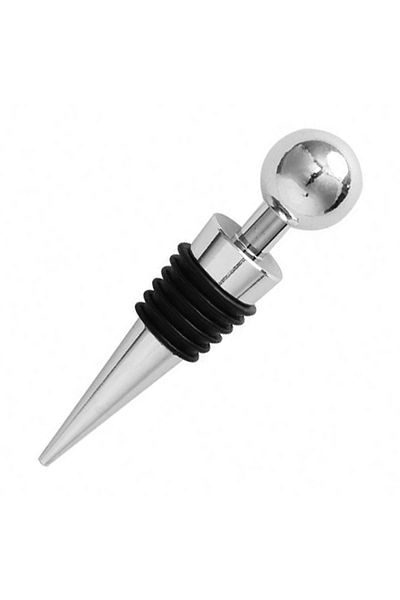 Aptel Set of 2 wine bottle stoppers, 9 cm, plastic and rubber, silver/black