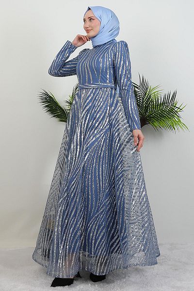 GİYZAMİLA Βραδινό φόρεμα Basra Glitter Indigo