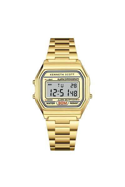 Kenneth Scott Men's Digital Champagne Dial Watch - K25206-GBGC