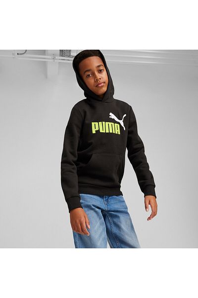 Puma Youth Boys Essentials+ Two-Tone Big Logo Hoodie Sweatshirt - Black