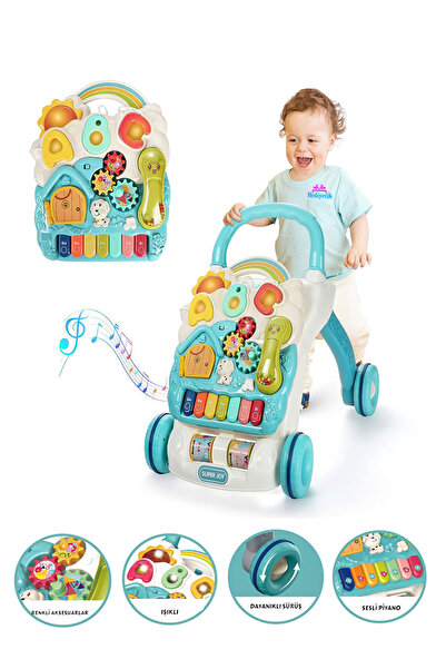 hediyecik 4'ü 1 Arada Bebek İlk Adım Arabası Fonksiyonlu Yürüteç,Aktivite Merkezi ,Yürüme Arkadaşı 43 Cm