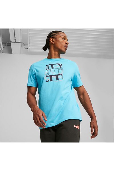 Puma Mens Manchester City FtblCore Graphic T-Shirt - Blue