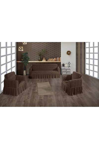 Stylish Home HUSE JAKARD PENTRU CANAPELE 3-1-1 -DARK BROWN