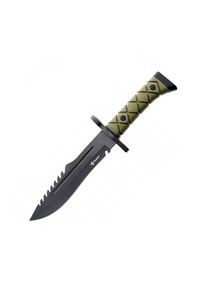 Foxter Cutit militar tactic, lama cu ferastrau, 34 cm, toc, verde