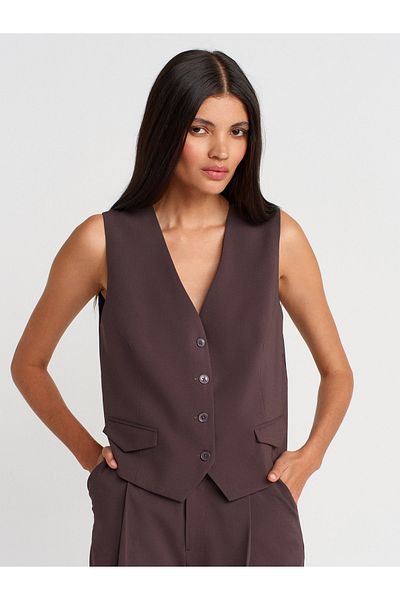 Dilvin 60582 Contrast Back Vest-Brown