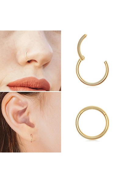 Bylin Cerrahi Çelik Gold Kilitli Halka Piercing-halka Kalınlığı 1,2 Mm-1 Adet