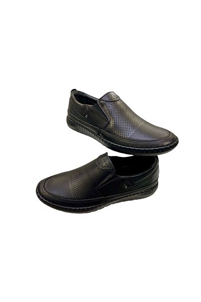 SULA Men's Summer Loafer Shoes Printed Leather Black with Leather Stitching on the Inside Poly Sole