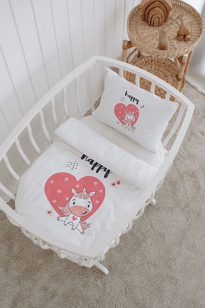 Messido Cotton Satin Printed Patterned Mother's Side Crib Duvet Cover Set 60X100 cm - Msd-208