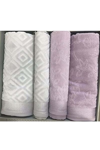 Özdilek Özdilek 4 Piece Best Bath Set, Bath Towel Set-Pastoral Lilac Gray