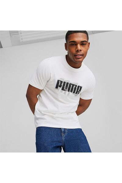 Puma Mens Graphics Wording T-Shirt - White