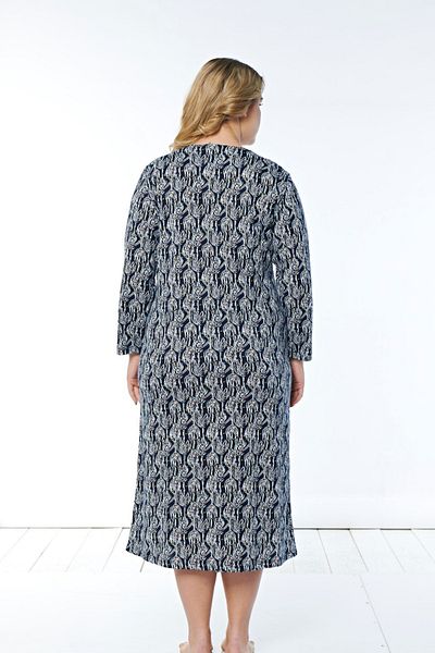 ROMEO LİFE Women's Large Size Cotton Modal Fabric Button Detailed Patterned Dress 7550