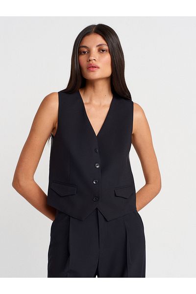 Dilvin 60582 Contrast Back Vest-Black
