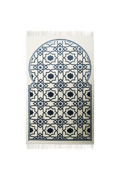 MANASEK Prayermat - White & Light blue