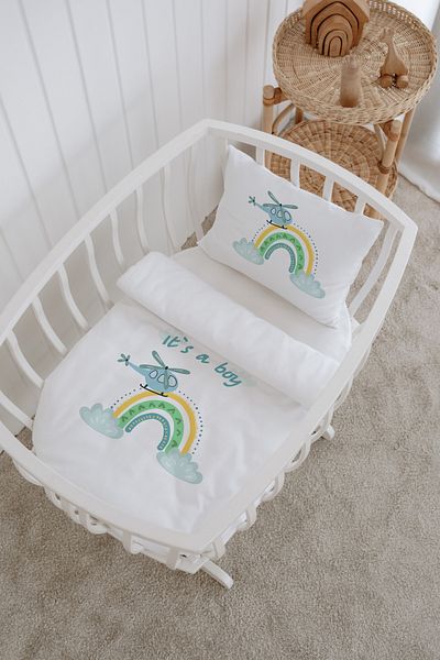 Messido Cotton Satin Printed Patterned Mother's Side Crib Duvet Cover Set 60X100 cm - Msd-210