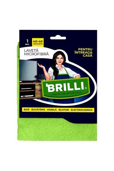 Brilli Laveta microfibra intreaga casa, 40 X 40 cm, 1 bucata/set