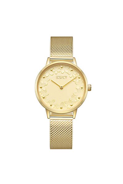 ECSTACY Women's Analog Champagne Dial Watch - E23502-GMGC
