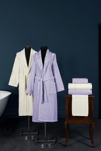 Stylish Home SET HALATE PENTRU 2 PERSOANE ESSE -6pcs -CREAM/PLUM