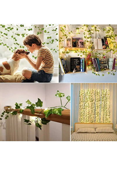 Gazanya Dekoratif Yeşil Yapraklı Yapay Ledli Sarmaşık 920 Cm 10 Mt Gün Işığı ...