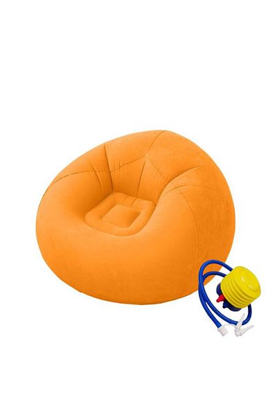 MACVI Fotoliu Gonflabil Macvi® Lazy Bag, pompa inclusa, 110x110x85 cm, Portabil, Interior/Exterior, Oranj