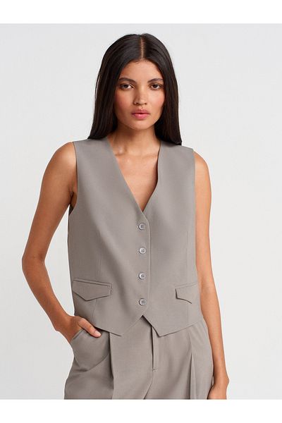 Dilvin 60582 Contrast Back Vest-Cagla