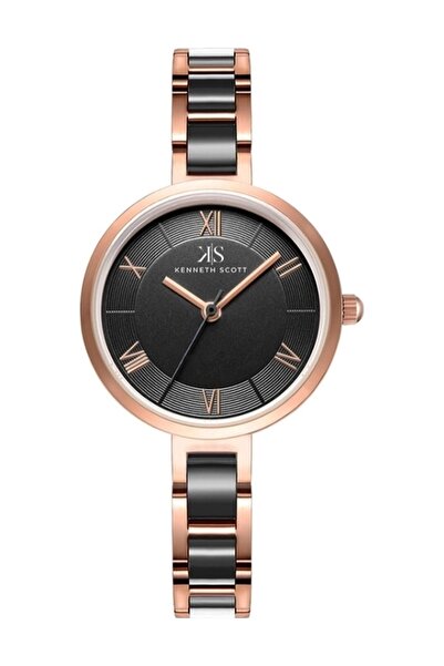 Kenneth Scott ساعة كينيث سكوت النسائية التناظرية ذات الميناء الأسود - K22521-KCBB