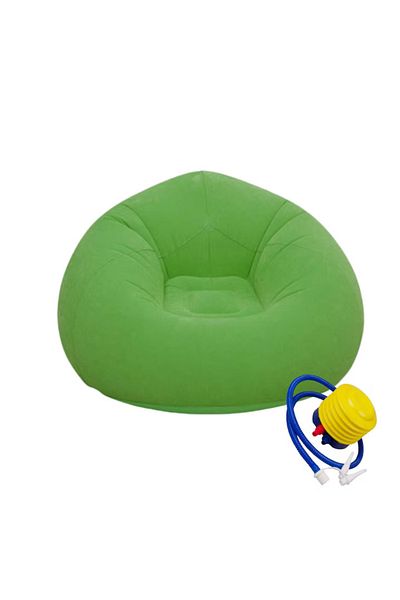 MACVI Fotoliu Gonflabil Macvi® Lazy Bag cu pompa inclusa, 110x110x85 cm, Portabil, Interior/Exterior,Verde