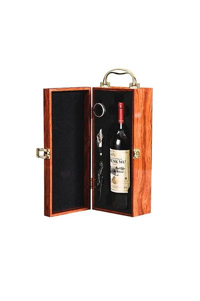 OEM Wood Deluxe wine box set, Vinception, for 1 bottle, with wine accessories included, wood