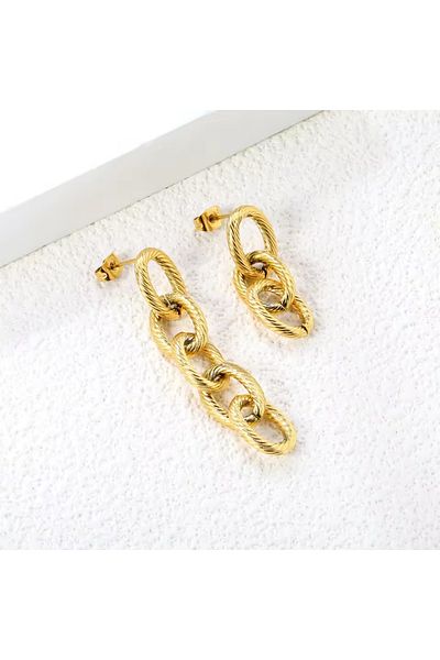 Janset 316L Hoop Dangle Steel Earrings - Chain Dangle Earrings