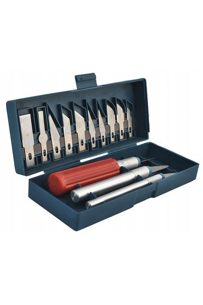 OEM Precision molded knife with 13 different blades, 3 handles, magnetic strip case