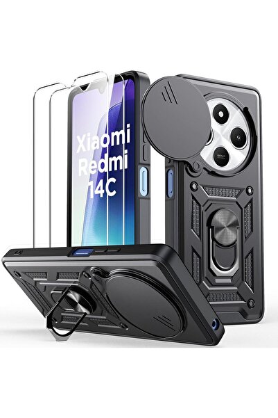 Rivor حافظة لهاتف Xiaomi Redmi 14C 4G مع حامل منزلق للكاميرا وغطاء خزان واقٍ ...