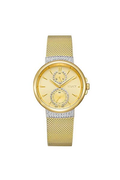 ECSTACY Women's Multi Function Champagne Dial Watch - E23603-GMGC