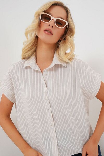 TUA MODA Tua Moda Striped Short Sleeve Shirt 20324 - Cream