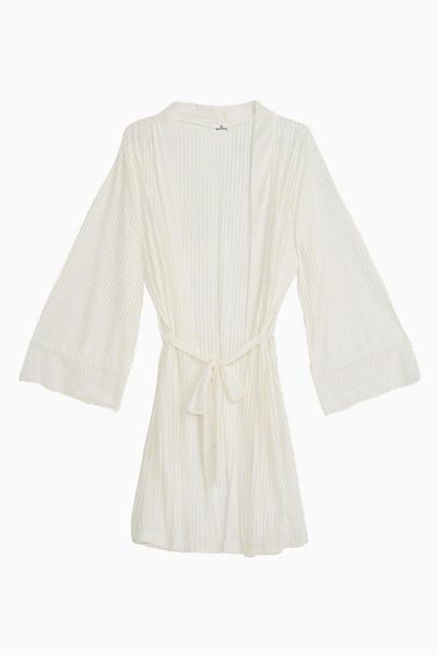 Wonna Dressing Gown with Lace Detail-2578-Ecru