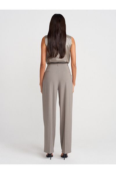 Dilvin 71652 High Waist Draped Trousers-Cagla