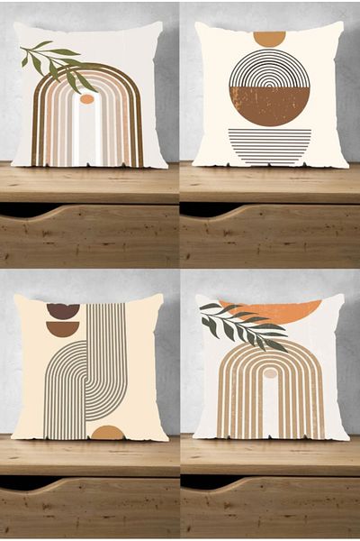 fdm desıgn Omega Pattern 4-Piece Double Sided Printed Throw Pillow Cover Fdmdesign1993