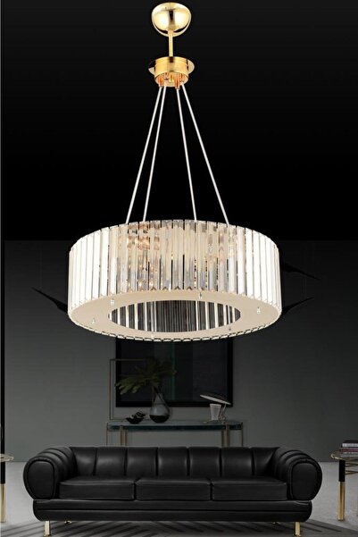 İstanbul Avize Lüx Elmas 45 Cm Gold Kristal Taşlı Avize