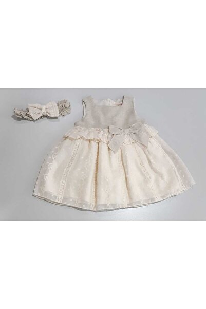 Sönmez Baby FRANSUVA DANTELLİ SAÇ BANTLI KIZ BEBE ÇOCUK ELBİSE