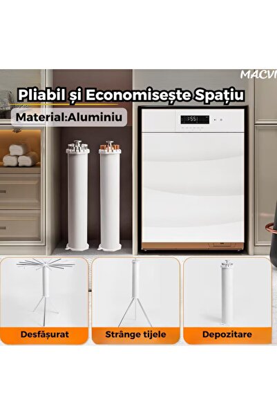 MACVI Uscator Rufe Macvi® Caracatita cu 1 Nivel, Pliabil, Picioare Stabile, Uscare Rapida, Aluminiu