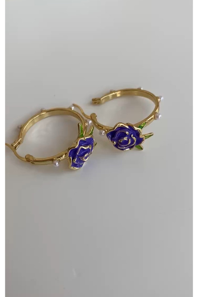 VİOLET ACCESSORİES MİNELİ ÇİÇEK FİGÜR HALKA KÜPE/ÇELİK