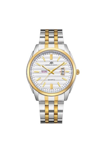 Kenneth Scott Men's Analog White Dial Watch - K23054-TBTW