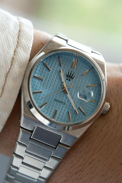 WATCHOFROYAL Vortex Silver Turquoise Steel Wristwatch