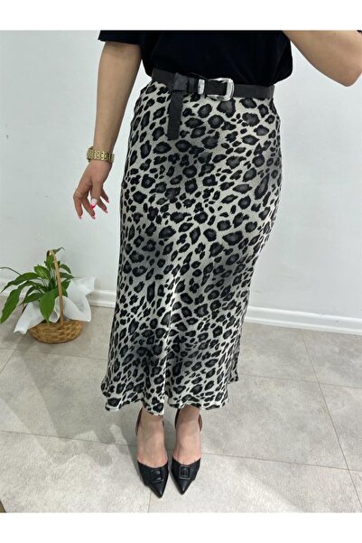TEKSTİLCİ Leopard Silk Satin Skirt