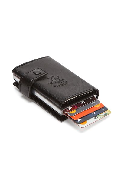 Newish Men's Mechanized Coin Compartment Wallet and Card Holder