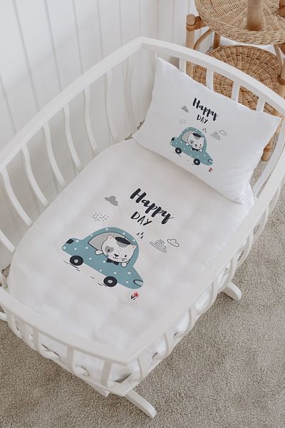 Messido Cotton Satin Patterned Mother's Side Crib Duvet Cover 60X100 cm - Msd-206 Set