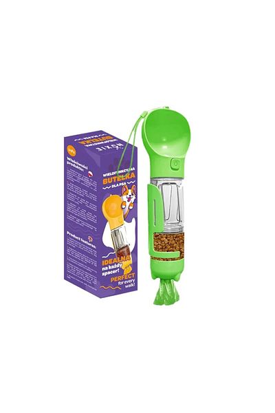 Nuxie Dispenser portabil de mancare si apa pentru câini si pisici, 5 în 1, 300 ml, saci igienici, spatul