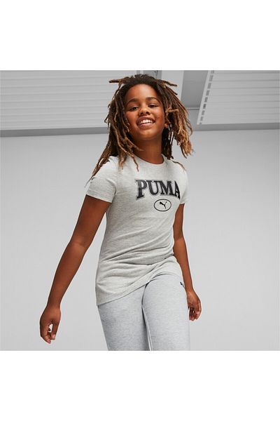 Puma Youth Girls SQUAD Graphic T-Shirt - Gray