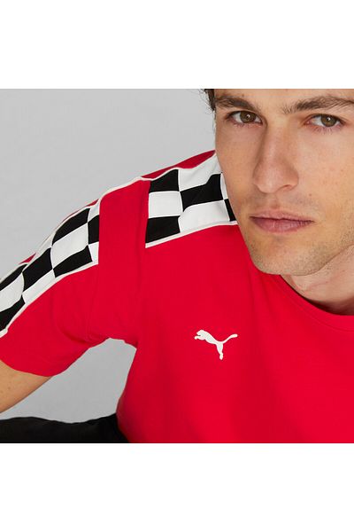 Puma Kırmızı Erkek Bisiklet Yaka T-Shirt 53582802-Ferrari Race MT7 Tee