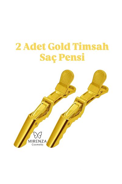 Nano Absolute Gold Color Hairdresser Hair Holder Alligator Clips Set of 2 - Professional Dragon Collet Clips